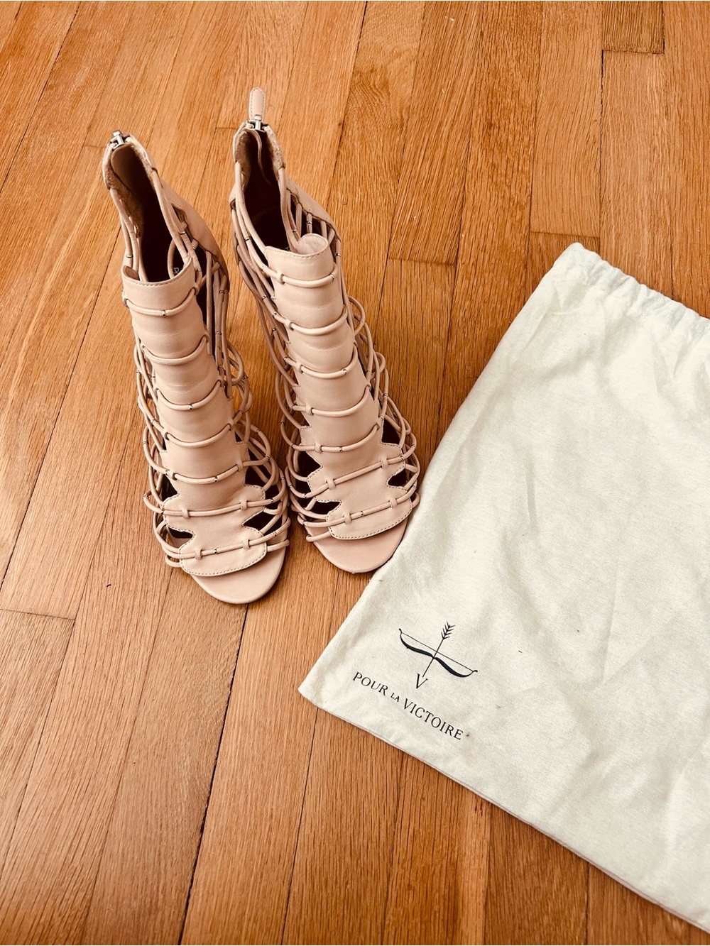 Pour La Victoire Blush Strappy High-Heel Gladiator Sandals
